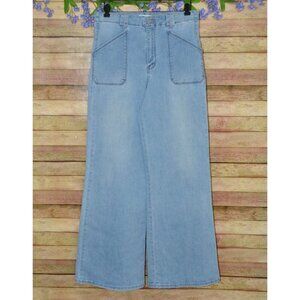 JBD Just Black Denim Ladies 30 Patch Pocket Light Wash Wide Leg Jeans High Rise